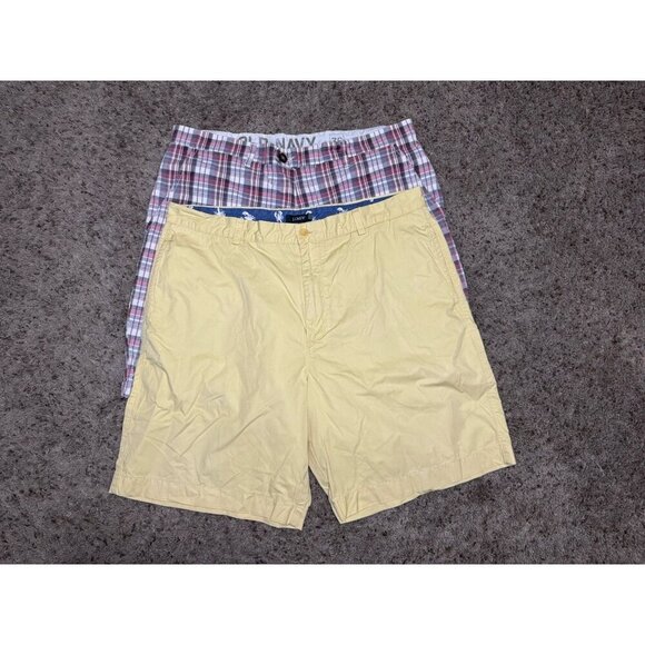 VINTAGE OLD NAVY JCREW Plaid Chino Pants Y2k 90s Beach Preppy 2 Pairs Sz 36 - Picture 2 of 9